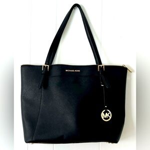 Michael Kors Jet Set Saffiano Large Leather Tote – Black